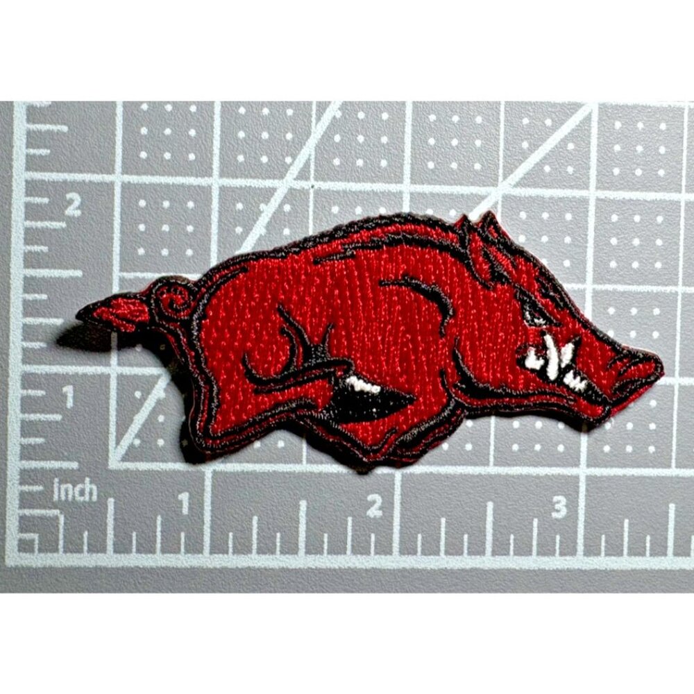 (2) Arkansas Razorbacks Logo + Mascot Embroidered 3in Iron / Sew-On Patch - Picture 2 of 4